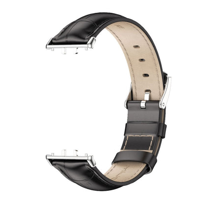Pour bracelet de montre en cuir véritable double face Mijobs pour Samsung Galaxy Fit 3 (bambou noir argenté)