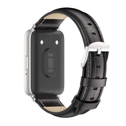 Pour bracelet de montre en cuir véritable double face Mijobs pour Samsung Galaxy Fit 3 (bambou noir argenté)