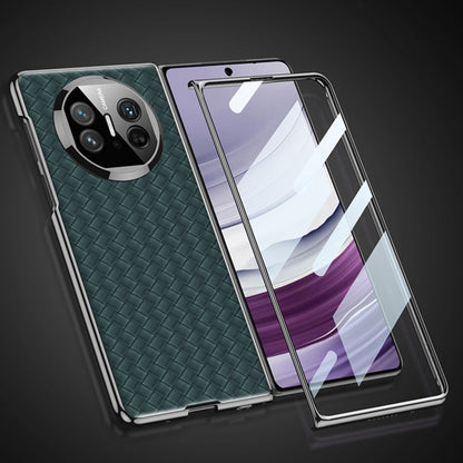 Pour Huawei Mate X5 Coque de Téléphone Antichoc en Cuir GKK Ultra-fine avec Texture Tissée et Placage (Vert)
