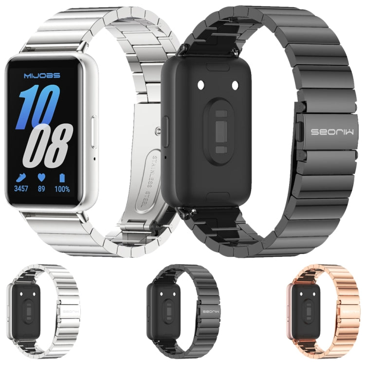 For Samsung Galaxy Fit 3 Mijobs Bamboo Metal Watch Band(Black)