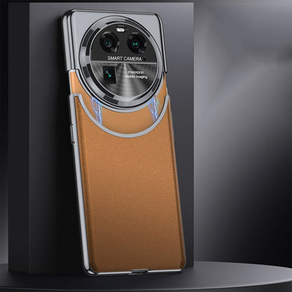 Pour OPPO Find X6 GKK Coque de téléphone antichoc AG givrée de couleur contrastée avec connexion mortaise-tenon (marron)