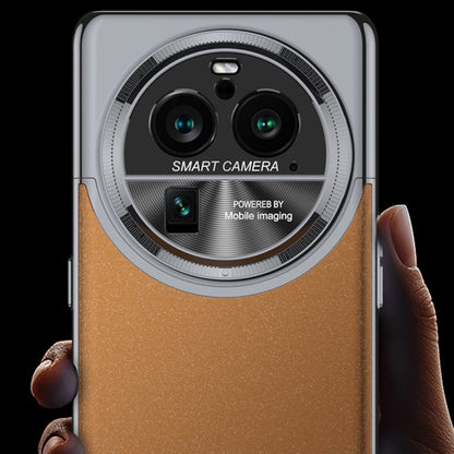 For OPPO Find X6 Pro GKK Mortise-Tenon Connection Contrast Color Frosted AG Shockproof Phone Case(Brown)