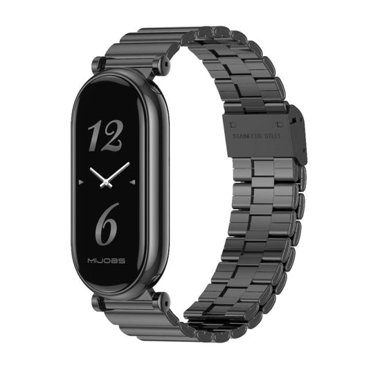 Pour Xiaomi Smart Band 10 / 9 / 8 Mijobs GT4 Bracelet de montre en métal à boucle bambou (noir)