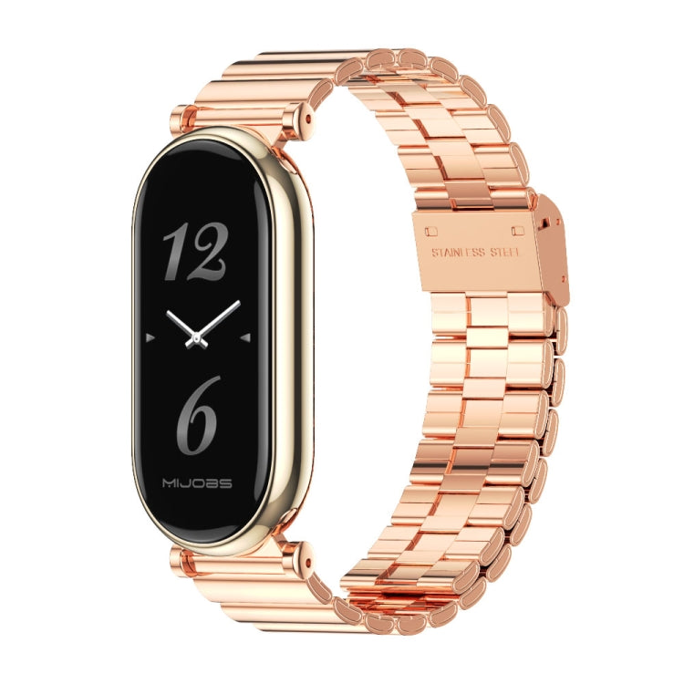 Pour Xiaomi Smart Band 10 / 9 / 8 Mijobs GT4 Bracelet de montre en métal à boucle bambou (Or rose)