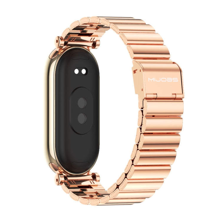 Pour Xiaomi Smart Band 10 / 9 / 8 Mijobs GT4 Bracelet de montre en métal à boucle bambou (Or rose)