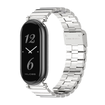 Pour Xiaomi Smart Band 10 / 9 / 8 Mijobs GT4 Bracelet de montre en métal avec boucle en bambou (Argent)