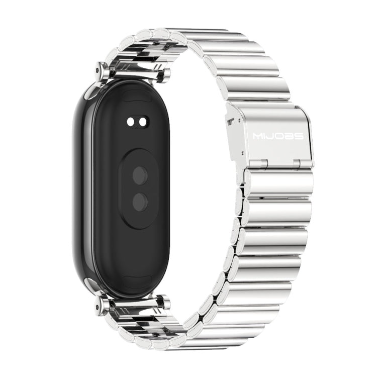 Pour Xiaomi Smart Band 10 / 9 / 8 Mijobs GT4 Bracelet de montre en métal avec boucle en bambou (Argent)