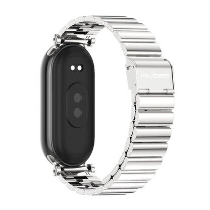 Pour Xiaomi Smart Band 10 / 9 / 8 Mijobs GT4 Bracelet de montre en métal avec boucle en bambou (Argent)