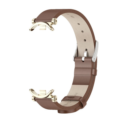 For Xiaomi Smart Band 10 / 9 / 8 Mijobs GT4 First Layer Cowhide Watch Band(Brown Light Gold)