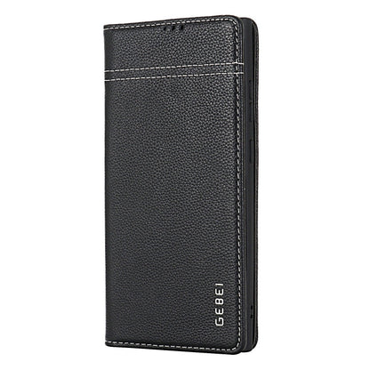 For Galaxy S24 5G GEBEI Top-grain Horizontal Flip Leather Phone Case(Black)
