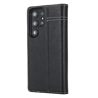 For Galaxy S24 5G GEBEI Top-grain Horizontal Flip Leather Phone Case(Black)