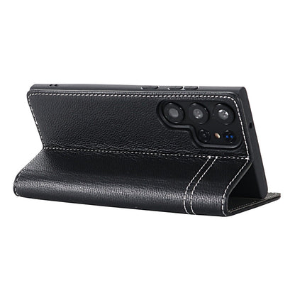 For Galaxy S24 5G GEBEI Top-grain Horizontal Flip Leather Phone Case(Black)
