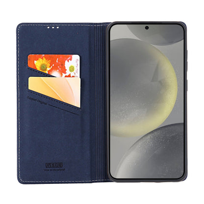For Galaxy S24+ 5G GEBEI Top-grain Horizontal Flip Leather Phone Case(Blue)