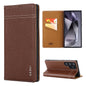 For Galaxy S24 Ultra 5G GEBEI Top-grain Horizontal Flip Leather Phone Case(Brown)