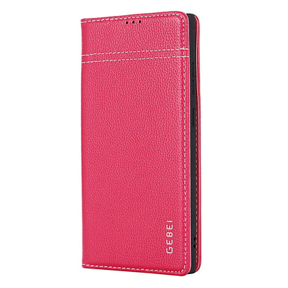 Pour Samsung Galaxy S24 Ultra 5G GEBEI Étui de téléphone en cuir pleine fleur à rabat horizontal (Rose Rouge)