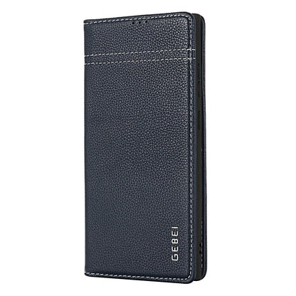 For Galaxy S24 Ultra 5G GEBEI Top-grain Horizontal Flip Leather Phone Case(Blue)