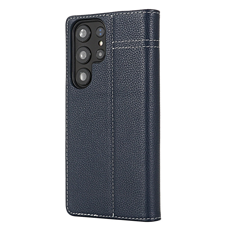 For Galaxy S24 Ultra 5G GEBEI Top-grain Horizontal Flip Leather Phone Case(Blue)