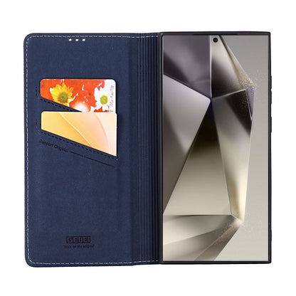 For Galaxy S24 Ultra 5G GEBEI Top-grain Horizontal Flip Leather Phone Case(Blue)
