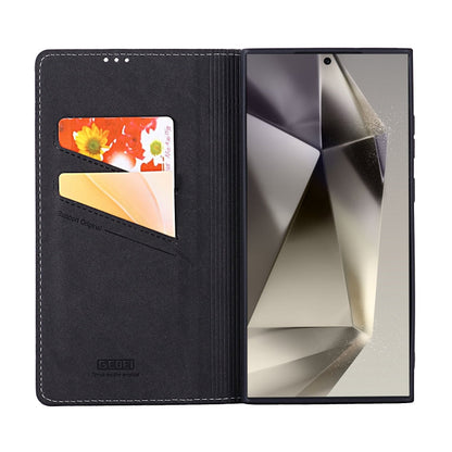 For Galaxy S24 Ultra 5G GEBEI Top-grain Horizontal Flip Leather Phone Case(Black)