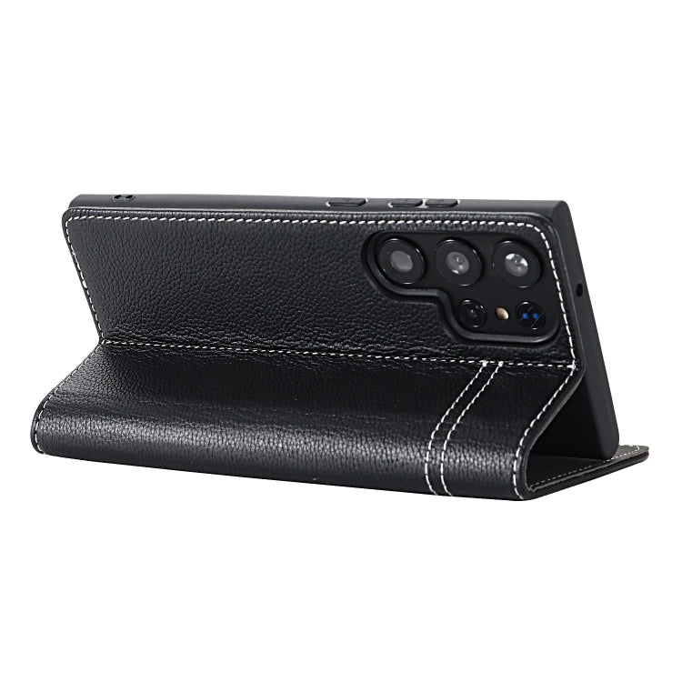 For Galaxy S24 Ultra 5G GEBEI Top-grain Horizontal Flip Leather Phone Case(Black)