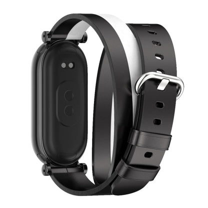 For Xiaomi Smart Band 10 / 9 / 8 Mijobs GT4 Dual-Loop Leather Watch Band(Black+White+Black)