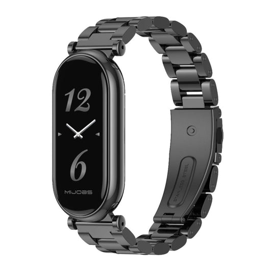 For Xiaomi Smart Band 10 / 9 / 8 Mijobs GT4 Three Beads Metal Watch Band(Black)