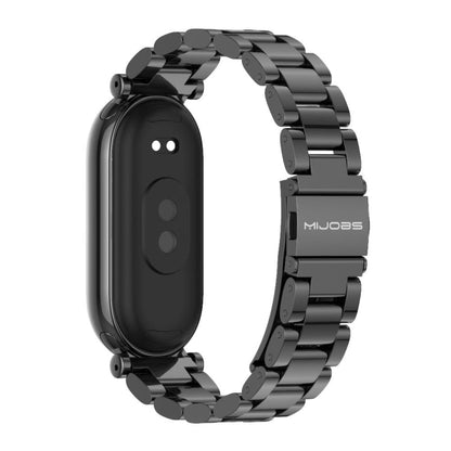 For Xiaomi Smart Band 10 / 9 / 8 Mijobs GT4 Three Beads Metal Watch Band(Black)