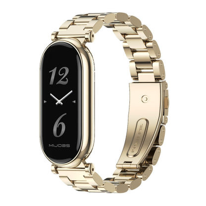 For Xiaomi Smart Band 10 / 9 / 8 Mijobs GT4 Three Beads Metal Watch Band(Light Gold)