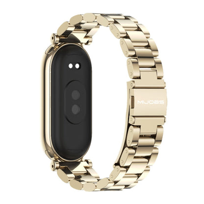 For Xiaomi Smart Band 10 / 9 / 8 Mijobs GT4 Three Beads Metal Watch Band(Light Gold)