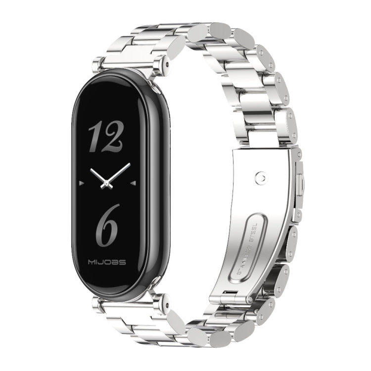 Pour Xiaomi Smart Band 10 / 9 / 8 Mijobs GT4 Bracelet de montre en métal trois perles (Argent)