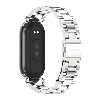 Pour Xiaomi Smart Band 10 / 9 / 8 Mijobs GT4 Bracelet de montre en métal trois perles (Argent)