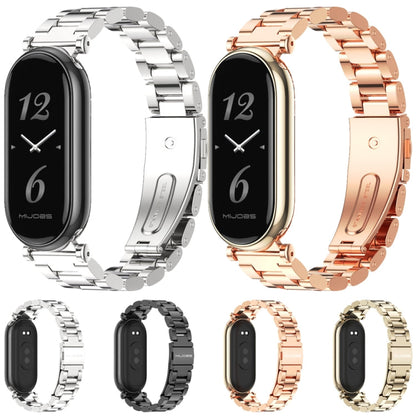 For Xiaomi Smart Band 10 / 9 / 8 Mijobs GT4 Three Beads Metal Watch Band(Light Gold)