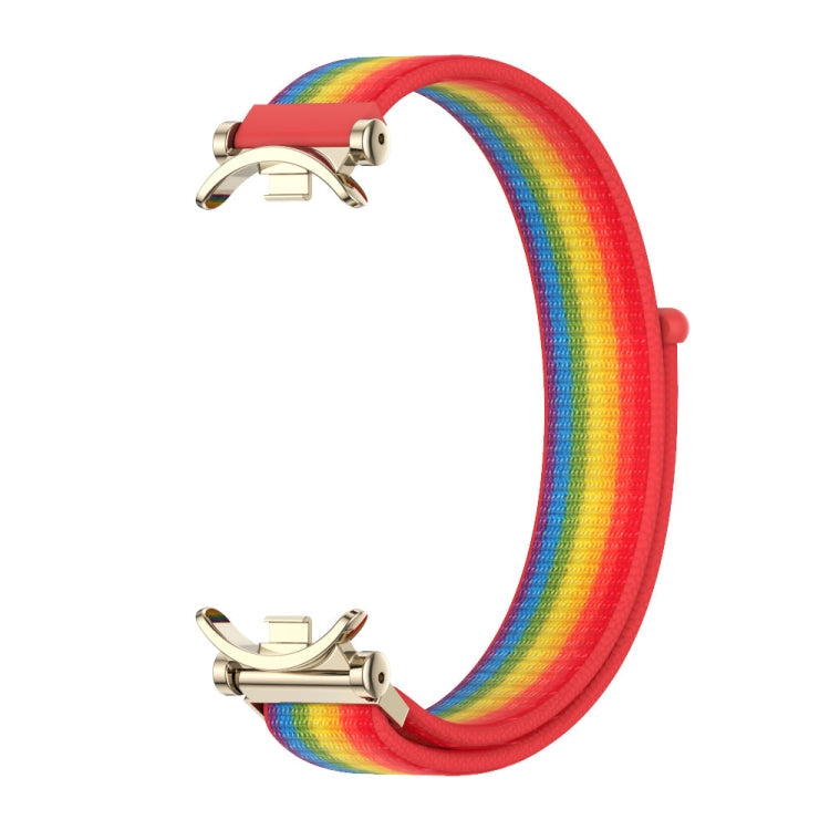 For Xiaomi Smart Band 10 / 9 / 8 Mijobs GT4 Breathable Nylon Loop Watch Band(Rainbow Light Gold)