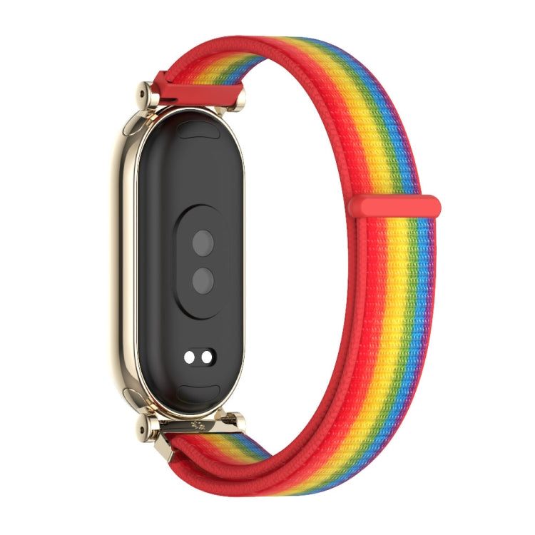For Xiaomi Smart Band 10 / 9 / 8 Mijobs GT4 Breathable Nylon Loop Watch Band(Rainbow Light Gold)