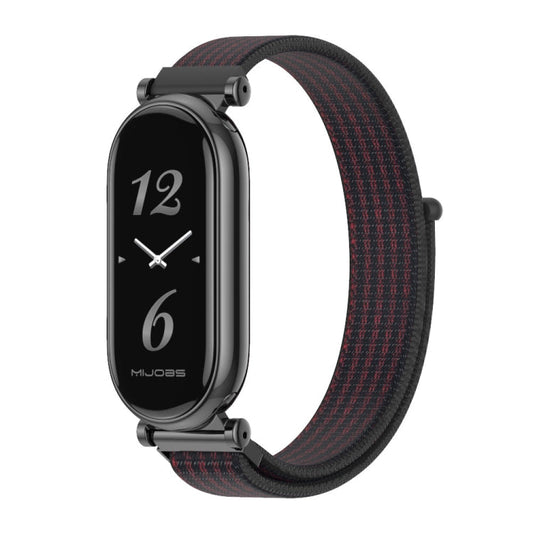 Pour Xiaomi Smart Band 10 / 9 / 8 Mijobs GT4 Bracelet de montre en nylon respirant (noir rouge)