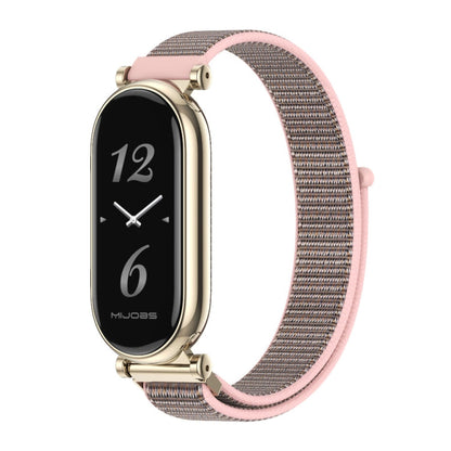 Pour bracelet de montre Xiaomi Smart Band 10 / 9 / 8 Mijobs GT4 en nylon respirant (rose or clair)