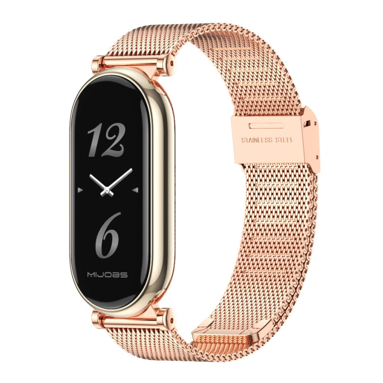 For Xiaomi Smart Band 10 / 9 / 8 Mijobs GT4 Milan Buckle Metal Watch Band(Rose Gold)