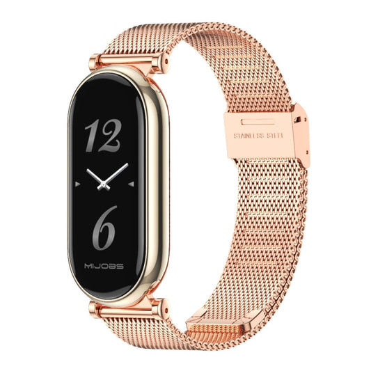 For Xiaomi Smart Band 10 / 9 / 8 Mijobs GT4 Milan Buckle Metal Watch Band(Rose Gold)