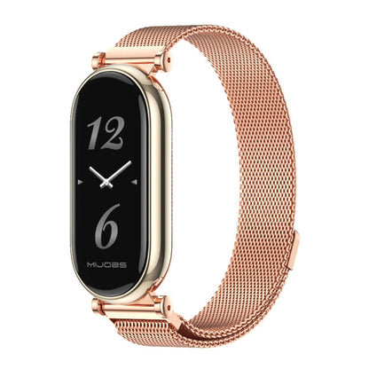 For Xiaomi Smart Band 10 / 9 / 8 Mijobs GT4 Milan Magnetic Metal Watch Band(Rose Gold)