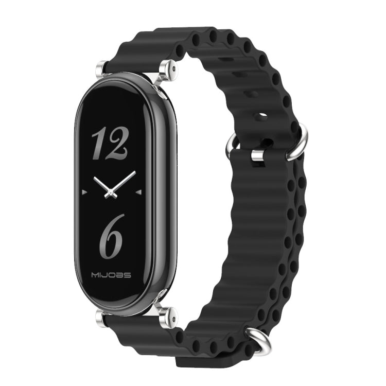 Pour Xiaomi Smart Band 10 / 9 / 8 Mijobs GT4 Bracelet de montre respirant en silicone marin (noir argenté)