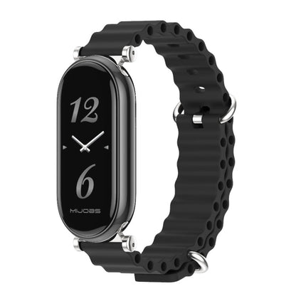 Pour Xiaomi Smart Band 10 / 9 / 8 Mijobs GT4 Bracelet de montre respirant en silicone marin (noir argenté)