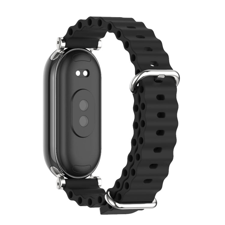 Pour Xiaomi Smart Band 10 / 9 / 8 Mijobs GT4 Bracelet de montre respirant en silicone marin (noir argenté)