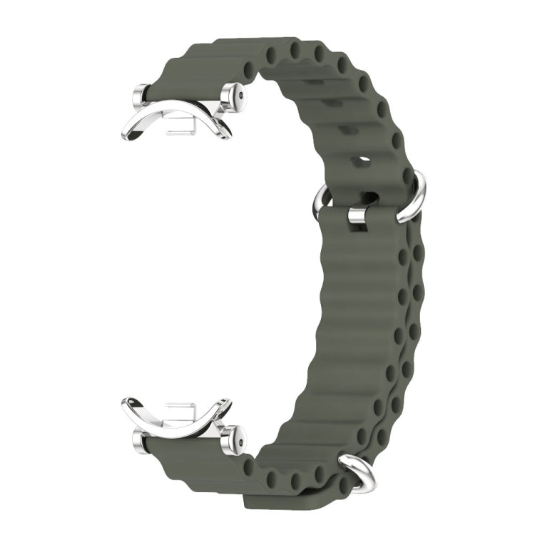 For Xiaomi Smart Band 10 / 9 / 8 Mijobs GT4 Marine Silicone Breathable Watch Band(Khaki Green Silver)