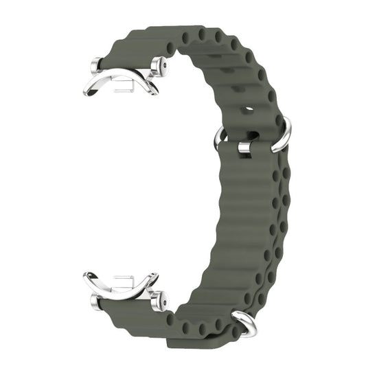 For Xiaomi Smart Band 10 / 9 / 8 Mijobs GT4 Marine Silicone Breathable Watch Band(Khaki Green Silver)