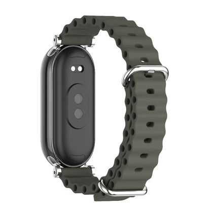 For Xiaomi Smart Band 10 / 9 / 8 Mijobs GT4 Marine Silicone Breathable Watch Band(Khaki Green Silver)