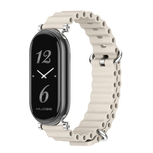 For Xiaomi Smart Band 10 / 9 / 8 Mijobs GT4 Marine Silicone Breathable Watch Band(Grey Silver)