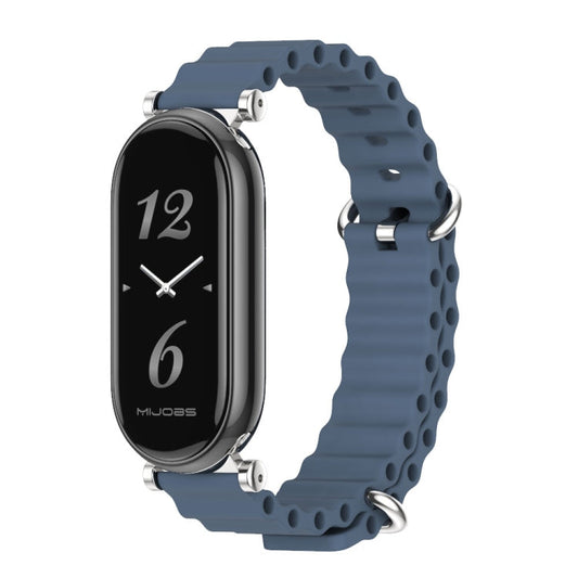 Pour Xiaomi Smart Band 10 / 9 / 8 Mijobs GT4 Bracelet de montre respirant en silicone marin (Bleu foncé Argent)