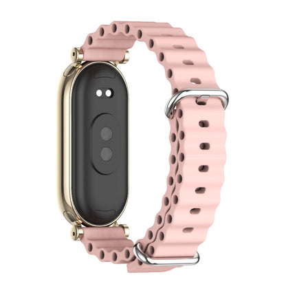 For Xiaomi Smart Band 10 / 9 / 8 Mijobs GT4 Marine Silicone Breathable Watch Band(Pink Light Gold)