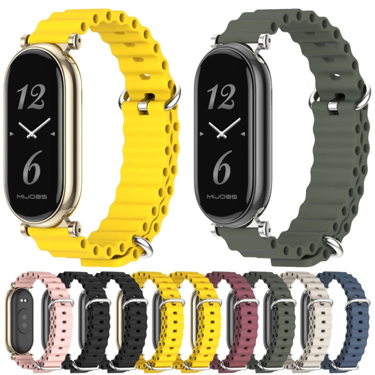 For Xiaomi Smart Band 10 / 9 / 8 Mijobs GT4 Marine Silicone Breathable Watch Band(Wine Red Light Gold)