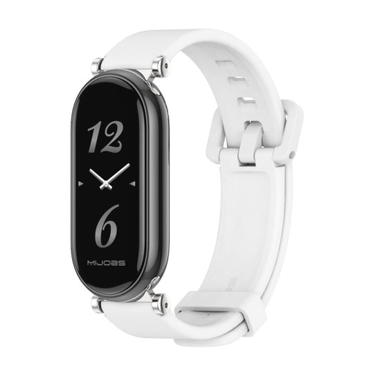 For Xiaomi Smart Band 10 / 9 / 8 Mijobs GT4 Silicone Breathable Watch Band(White Silver)